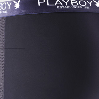 PLAYBOY 花花公子 男士平角内裤套装 D0325-F 4条装(黑色+宝蓝+紫色+深灰) XL
