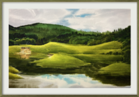 墨斗鱼艺术 张晴《远山2》53×36cm 2020年 北欧风格装饰画 纸本油画 手工画框装裱