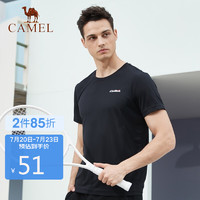 CAMEL 骆驼 短袖t恤男士宽松透气女士半袖跑步健身运动衣 C0S2VL6923 男款黑色 XL