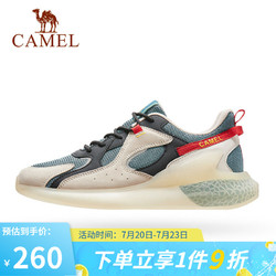 CAMEL 骆驼 运动鞋官网男2021春夏舒适软底旅游鞋减震复古潮流跑步鞋 A112397125，米灰/湖绿，男 43