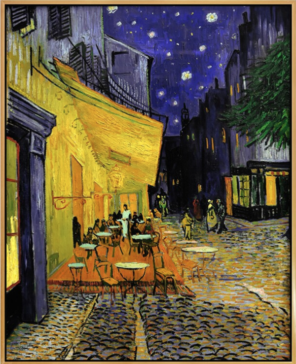 弘舍梵高风景画油画星空下的咖啡厅成品尺寸60x48cm油画布闪耀金