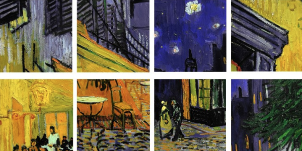 弘舍梵高风景画油画星空下的咖啡厅成品尺寸60x48cm油画布闪耀金