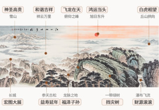 弘舍 王浩 山水画国画《江山如此多娇》成品尺寸280x150cm 宣纸 典雅紅褐