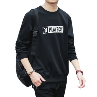 PLAYBOY 花花公子 男士圆领卫衣 SY20183 黑色 3XL