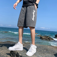 森马集团夏季新款薄款裤子男士五分沙滩裤运动短裤男式宽松休闲裤 2XL 灰色