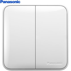 Panasonic 松下 开关插座面板 二开单控开关面板 双开单控墙壁开关 格彩系列86型 WPC503 白色