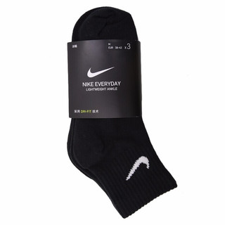 NIKE 耐克 Everyday Lightweight Ankle 中性运动袜 SX7677-010 黑色 M