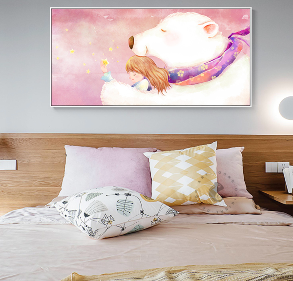 海龙红 冯霏 唯美梦幻儿童房装饰画《梦寻千百度 a款》60x120cm 油画