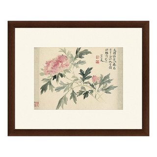 恽寿平 花卉水墨画《牡丹图》59×48cm 宣纸 茶褐色