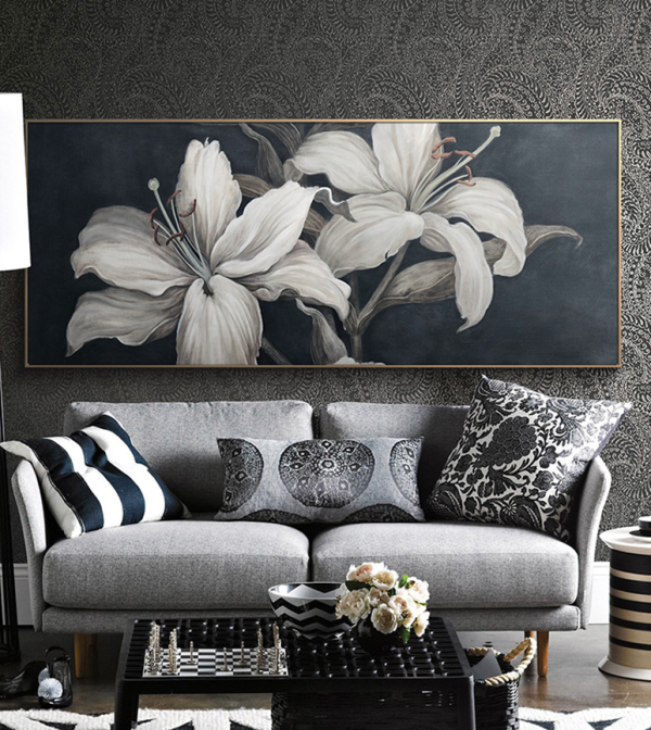 仟象映画 茹果《百合》玄关花 50×60cm 横幅 现代大气客厅装饰画
