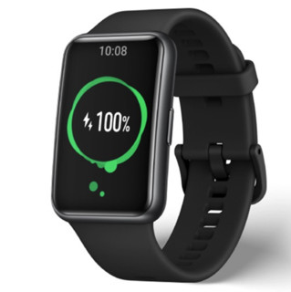 HUAWEI 华为 watch fit雅致款 智能手表 46mm 黑色 黑色表带 氟胶( GPS、蓝牙）