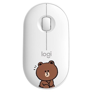 logitech 罗技 Pebble LINE FRIENDS联名款 2.4G蓝牙 优联 双模无线鼠标 1000DPI 布朗熊