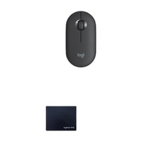 logitech 罗技 Pebble 2.4G蓝牙 双模无线鼠标+短款鼠标垫 1000DPI 石墨黑