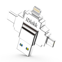 iDiskk U022 USB 3.0 U盘 银色 256GB USB/Type-C/Micro USB/苹果lightning接口