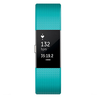 fitbit Charge 2 智能手环 黑色 硅胶蓝青表带（心率监测、睡眠记录、VO2Max测量）