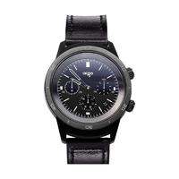 aigo 爱国者 BW01典雅版 智能手表 44mm 黑色 不锈钢表圈 皮革表带 黑色（GPS、心率、运动）