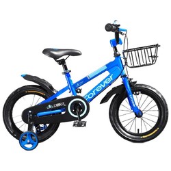 FOREVER 永久 儿童自行车男女童车小孩单车14寸脚踏车小学生宝平衡车蓝色