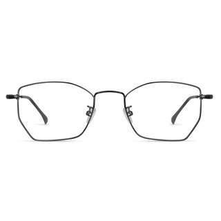 普莱斯pulais休闲商务素颜百搭成品光学眼镜框男网上配眼镜架女GXT 金属-全框-19105-黑色 镜框+ A4 1.56依视路非球面镜片
