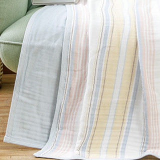 Purcotton 全棉时代 黄粉条纹 纯棉纱布被 180*200cm