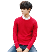 PLAYBOY 花花公子 男士圆领毛衣 18018PL2807 加绒款 红色 2XL