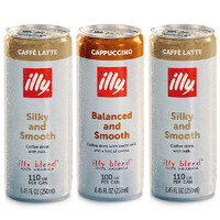 illy 意利 丹麦进口卡布奇诺/拿铁风味即饮提神咖啡饮料250ml*3罐