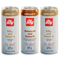 illy 意利 丹麦进口卡布奇诺/拿铁风味即饮提神咖啡饮料250ml*3罐