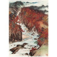 橙舍 关山月《秋溪放筏》 120cmx80cm 宣纸 沙发背景墙挂画