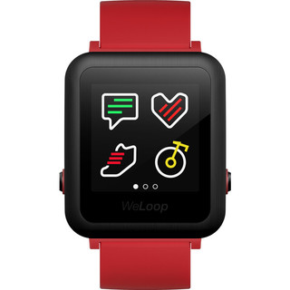WeLoop 唯乐 小黑3 智能手表 46mm 黑色不锈钢表壳 红色硅胶表带（心率监测、防水、超长续航）