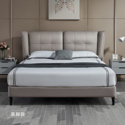 Sleemon 喜临门 麦琪 河豚灰+护脊床垫 真皮卧室双人床 180*200cm