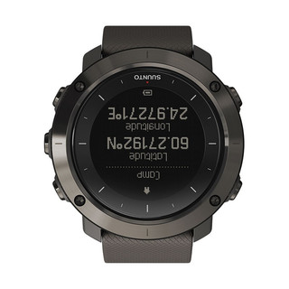 SUUNTO 颂拓 SS022226000 智能手表 50mm 黑色 不锈钢版 硅胶表带 灰色 (GPS)