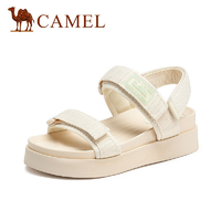 CAMEL 骆驼 A12523681 女士织带魔术贴平跟纯色凉鞋