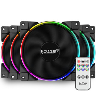 PCCOOLER 超频三 皓月FRGB RGB 120mm 机箱散热风扇 五个装+遥控控制盒