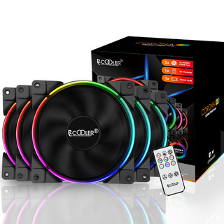 PCCOOLER 超频三 皓月FRGB RGB 120mm 机箱散热风扇 五个装+遥控控制盒