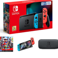 Nintendo 任天堂 Nintendo Switch 游戏机 红蓝+游戏兑换卡+官方包膜