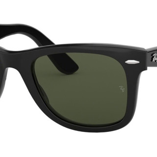 Ray-Ban 雷朋 Wayfarer徒步旅行者系列 男女款太阳镜 0RB2140F 901 黑色镜框透明绿色镜片 52mm