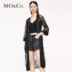 MO&Co. 摩安珂 奥莱清仓MOCO夏中长款睡袍式收腰蕾丝外套MBO2COTX01