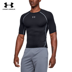 UNDER ARMOUR 安德玛 Under Armour 安德玛 UA HeatGear® Armour男子强力伸缩型黑色速干透气防异味短袖运动T恤紧身衣1257468