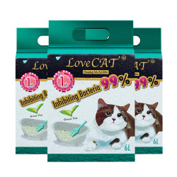 LOVECAT 爱宠爱猫 绿茶豆腐猫砂 6L*3 包