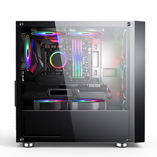 Huntkey 航嘉 暗夜游侠 RGB MATX机箱 半侧透 黑色