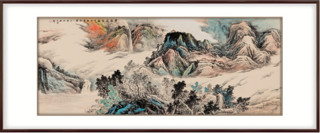 弘舍 吴是亚坤 手绘山水风景国画《云岭飞泉》成品尺寸210x90cm 宣纸 典雅紅褐