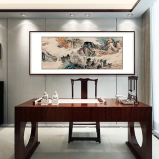 弘舍 吴是亚坤 手绘山水风景国画《云岭飞泉》成品尺寸210x90cm 宣纸 典雅紅褐