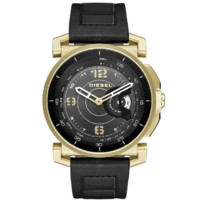 DIESEL 迪赛 DZT1004 智能手表 47mm 金色 黑色皮革表带（活动追踪、日期、通知提醒）