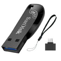 SanDisk 闪迪 至尊高速酷邃系列 SDCZ410-032G-Z35 USB 3.0 U盘 黑色 32GB USB +挂绳+Type-C转接头