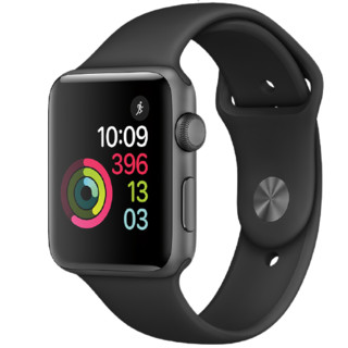 Apple 苹果 Watch Series 2 智能手表 42mm GPS版 深空灰色铝金属表壳 黑色运动型表带（游泳、心率、防水、GPS、运动）