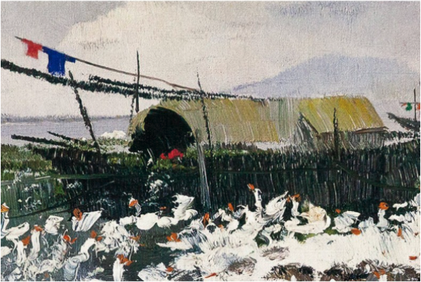 artmorn墨斗鱼艺术吴冠中太湖鹅群4661cm艺术品收藏级别新中式风格配