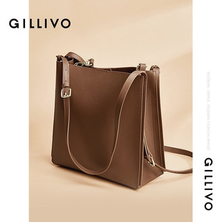 嘉里奥（GILLIVO）女包女士包包单肩包手提包托特包水桶包大容量新款 棕色