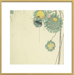 买买艺术 林珑 植物花卉艺术装饰画《梅子黄时雨》50x50cm 金色框