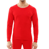 PLAYBOY 花花公子男士纯棉圆领保暖内衣套装 中国红 XXXL