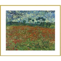 buybuyART 买买艺术 梵高 风景艺术油画《罂粟田》画框尺寸50x40cm 美术纸 金色框