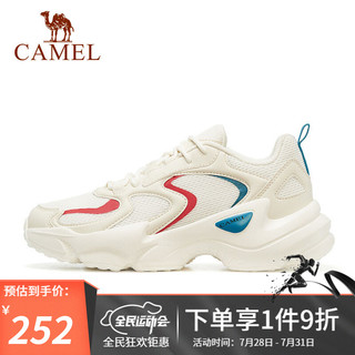 CAMEL 骆驼 运动鞋2021春夏潮流时尚拼接耐磨缓震休闲鞋 A113046114，浅米白，女 37